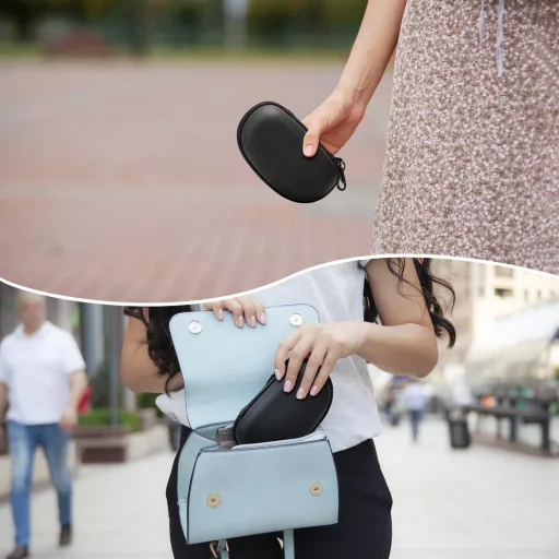 MoKo 2in1 Szemüvegtok és Kontaktlencse Tárca Utazáshoz Tükörrel és Csipesszel