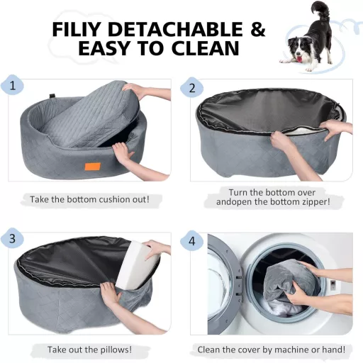 Feporen Autós Kutyaülés Nagy Kutyáknak Mosható Párnával és Biztonsági Övvel