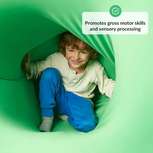 ODOXIA Szenzoros Alagút Gyerekeknek - Zöld Lycra Érzékelő Cső Autizmussal Élőknek - Fejlesztő Játék Kompressziós Terápiához 300x70 cm