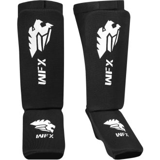   WFX Chrániče holení pre kickbox a MMA - Čierne chrániče členkov pre Muay Thai, Karate, Taekwondo a bojové športy - Elastické, polstrované, veľkosť S