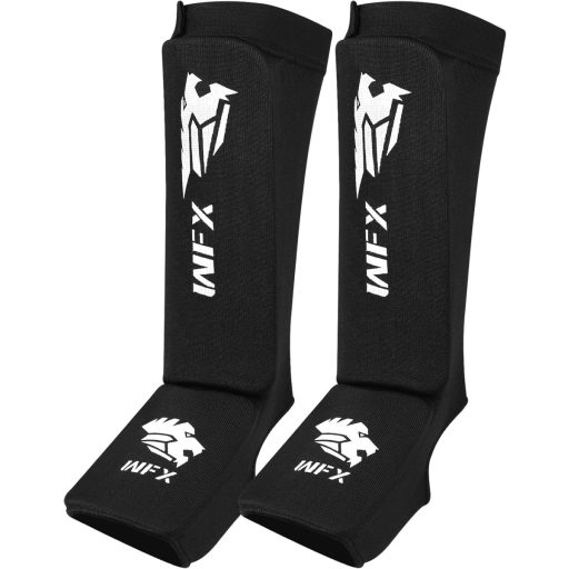 WFX Chrániče holení pre kickbox a MMA - Čierne chrániče členkov pre Muay Thai, Karate, Taekwondo a bojové športy - Elastické, polstrované, veľkosť S
