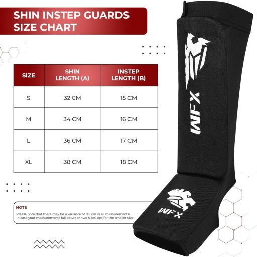 WFX Chrániče holení pre kickbox a MMA - Čierne chrániče členkov pre Muay Thai, Karate, Taekwondo a bojové športy - Elastické, polstrované, veľkosť S