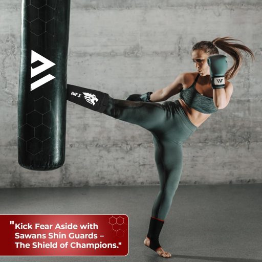 Protecții tibiale WFX pentru kickbox și antrenamente MMA - Protecții gleznă negre pentru sporturi de contact Muay Thai, Karate, Taekwondo - Mărimea S, elastice, cu burete