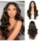 Sapphirewigs Perucă Șaten Închis Balayage - 13x4 Dantelă Frontală, 66 cm Lungime Ondulat Păr Sintetic, Aspect Natural, Pentru Purtare Zilnică
