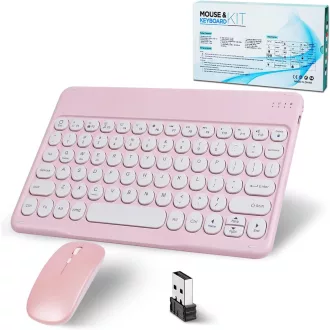   SRAYG Bluetooth Wireless Billentyűzet Egér Szett Ultra Vékony Pink