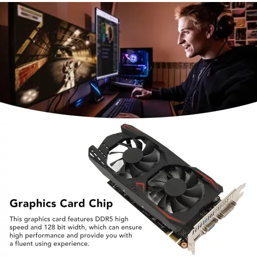 VBESTLIFE GTX1050Ti 4GB DDR5 Grafikus Kártya Asztali PC-hez Dual Fan
