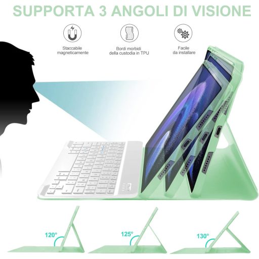 Tastatură Bluetooth AZERTY cu husă verde deschis JADEMALL pentru Xiaomi Pad 6/6 Pro 11"