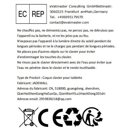 JADEMALL Xiaomi Pad 6/6 Pro 11" AZERTY Bluetooth billentyűzet tok világoszöld