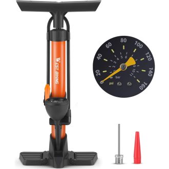   Pompă de bicicletă WESTGIRL cu manometru, 11 bar, pentru toate tipurile de valve, pompă de podea