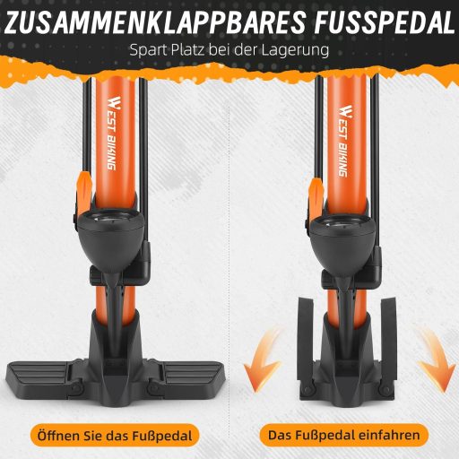 WESTGIRL Kerékpár Pumpa Nyomásmérővel, 11 Bar, Összes Szelep Típushoz, Padló Pumpa