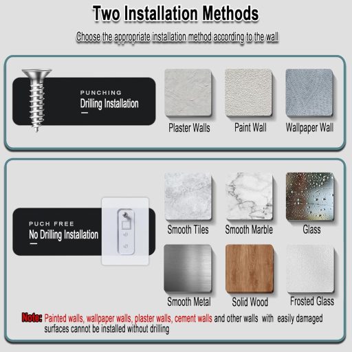 HNVNER Fali Polc 30 cm Fekete Fém 2 db Fürdőszoba Nappali Hálószoba