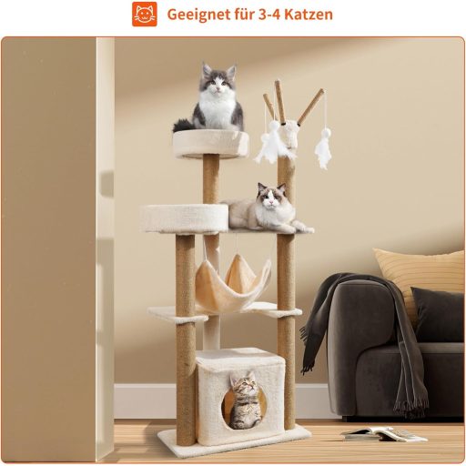 yuyuepetzone 126 cm magas macskavár, macskavilla kaparófával, hálóval és játékokkal