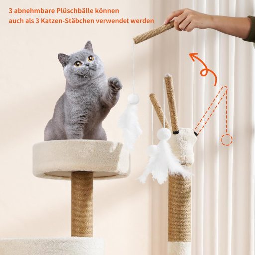 yuyuepetzone 126 cm magas macskavár, macskavilla kaparófával, hálóval és játékokkal