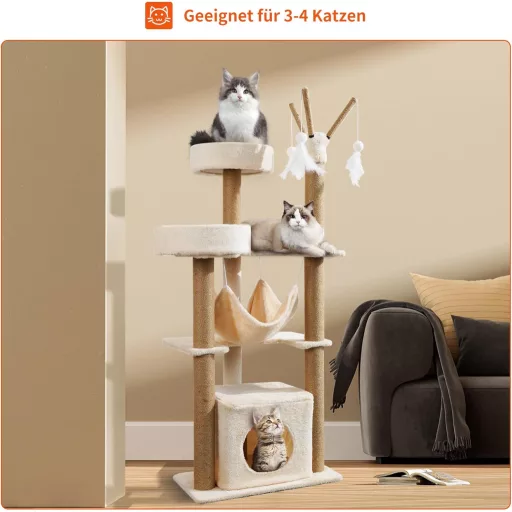 yuyuepetzone turn înalt pentru pisici de 126 cm, vilă pentru pisici cu stâlp de zgâriat, culcuș și jucării