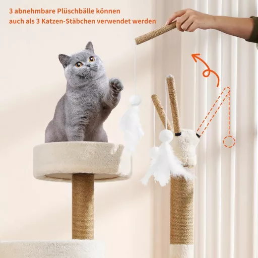 yuyuepetzone turn înalt pentru pisici de 126 cm, vilă pentru pisici cu stâlp de zgâriat, culcuș și jucării