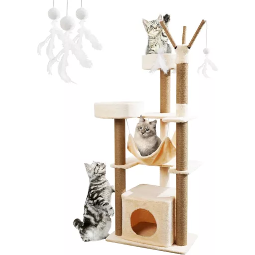yuyuepetzone turn înalt pentru pisici de 126 cm, vilă pentru pisici cu stâlp de zgâriat, culcuș și jucării
