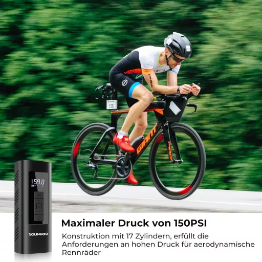 Elektrická pumpa na bicykel YOUNGDO 150 PSI so 6000 mAh batériou