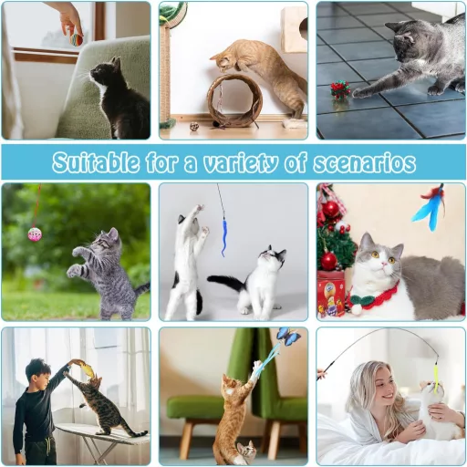 Set interactiv pentru pisici UGBO, tunel pliabil, set de activități cu 39 de piese pentru pisici și iepuri, rezistent la zgârieturi