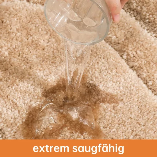 BEQHAUSE Kupaonska Prostirka - Protuklizna, Mekana, Periva Kupaonska Stezna Prostirka, Upijajuća, Bež, 50 x 80 cm