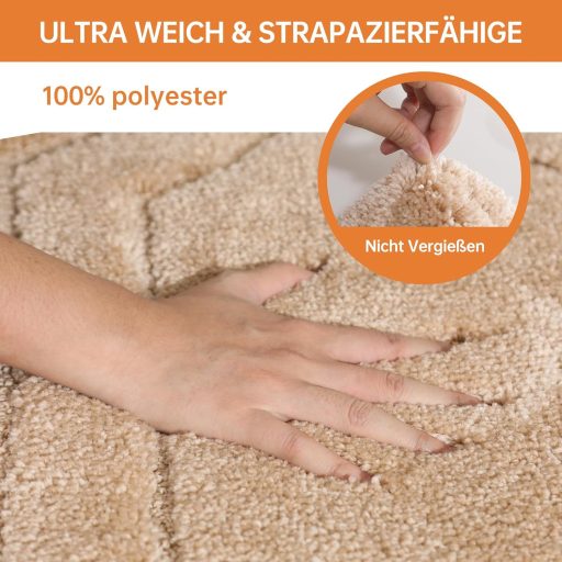 BEQHAUSE Kupaonska Prostirka - Protuklizna, Mekana, Periva Kupaonska Stezna Prostirka, Upijajuća, Bež, 50 x 80 cm