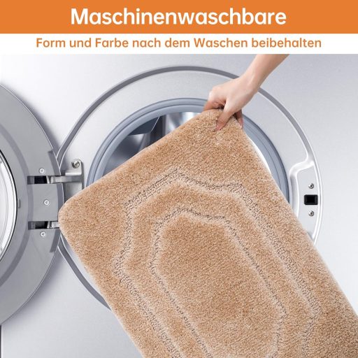 BEQHAUSE Fürdőszobai Szőnyeg - Csúszásmentes, Puha, Mosható Fürdőszobai Kilépő, Vízelnyelő, Bézs, 50 x 80 cm