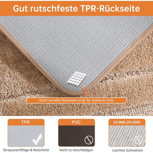 Covor baie BEQHAUSE - Antiderapant, moale, lavabil, absorbant, bej, 50 x 80 cm