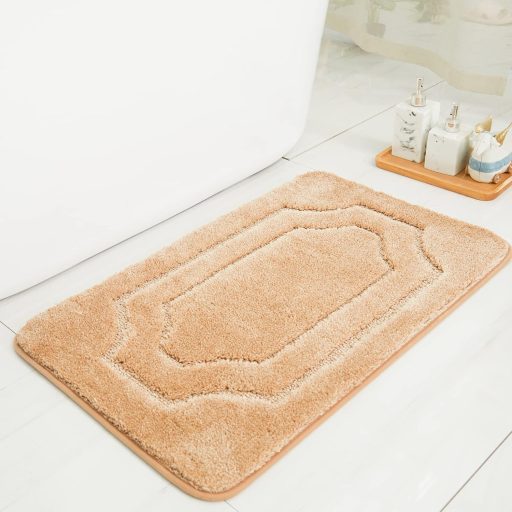 Covor baie BEQHAUSE - Antiderapant, moale, lavabil, absorbant, bej, 50 x 80 cm