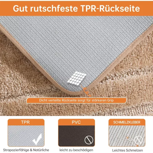 BEQHAUSE Fürdőszobai Szőnyeg - Csúszásmentes, Puha, Mosható Fürdőszobai Kilépő, Vízelnyelő, Bézs, 50 x 80 cm