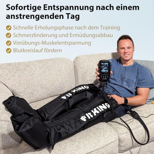 FIT KING Láb Masszírozó Kompressziós Csizma - Sportolói Regeneráció és Vérkeringés Javítás Fájdalomcsillapítással (Közepes Méret)