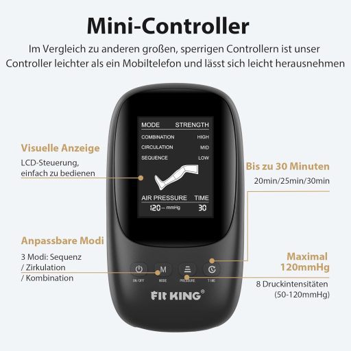 FIT KING Láb Masszírozó Kompressziós Csizma - Sportolói Regeneráció és Vérkeringés Javítás Fájdalomcsillapítással (Közepes Méret)