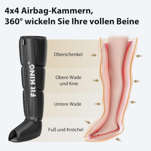 FIT KING Láb Masszírozó Kompressziós Csizma - Sportolói Regeneráció és Vérkeringés Javítás Fájdalomcsillapítással (Közepes Méret)