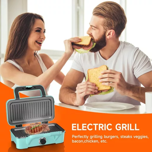 Sendvičovač 3v1 Cumeod, vaflovač, kontaktný gril 1200 W, mätovo zelený