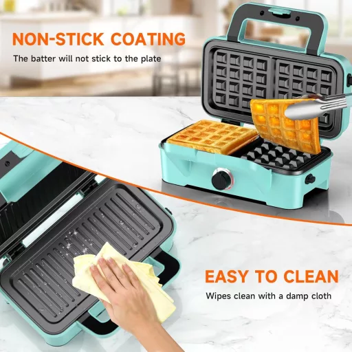 Cumeod 3az1-ben szendvics sütő, gofri készítő, kontakt grill 1200W menta zöld
