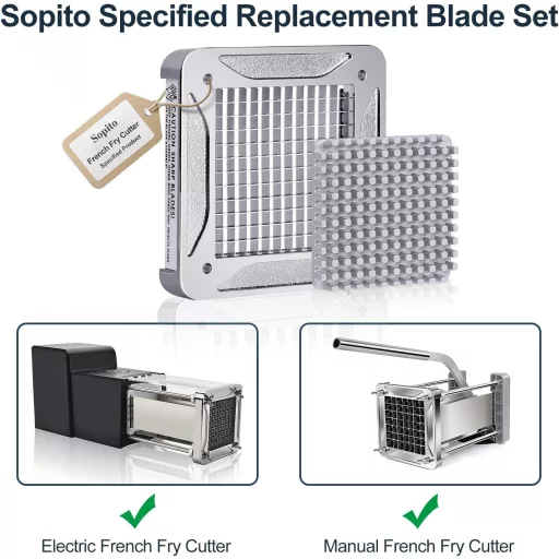 Sopito 6x6 mm Cserélhető Penge Készlet Hasábburgonya Vágóhoz - Mosogatógépben Mosható Pótkés Szett Krumpliszeletelőhöz