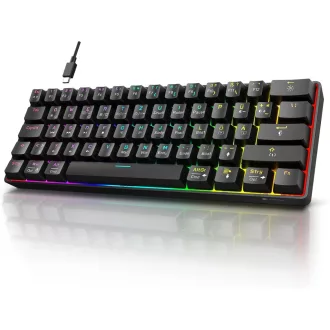   KOORUI 60% Mechanikus Gaming Billentyűzet RGB Háttérvilágítás Német QWERTZ Piros Switch