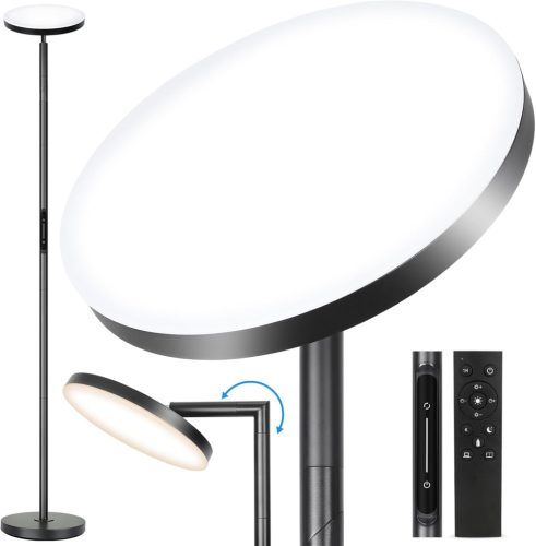 Lampă de podea LED 2 în 1 OUTON 30W/3000LM - Cu telecomandă, Control tactil, 4 Temperaturi de culoare, Temporizator, Lampă de citit pentru living, dormitor, birou