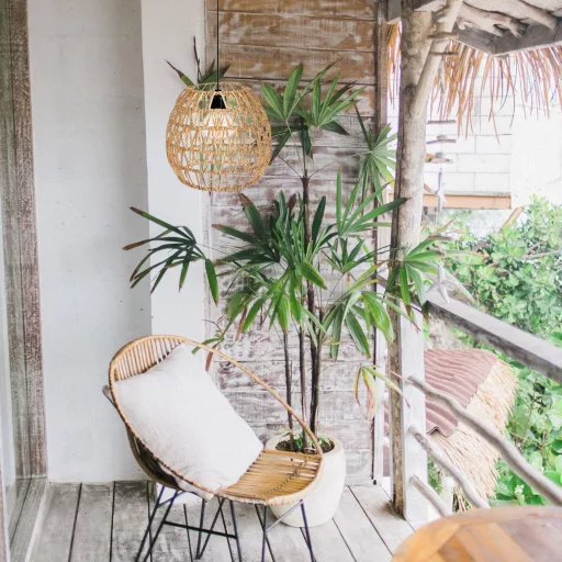 EcoGehen 3db Rattan Függőlámpa Akkumulátoros Kültéri Beltéri Boho Stílusú Hordozható Lámpa Kert