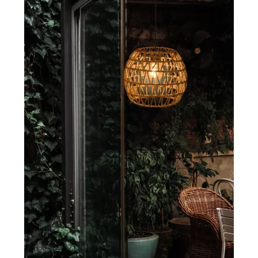 EcoGehen 3db Rattan Függőlámpa Akkumulátoros Kültéri Beltéri Boho Stílusú Hordozható Lámpa Kert