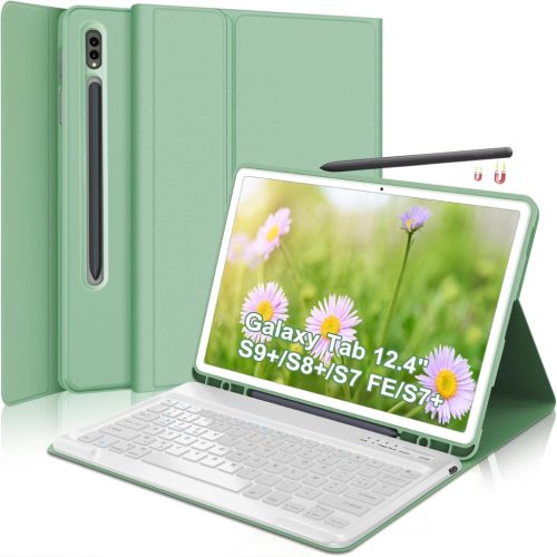 SENGBIRCH Samsung Galaxy Tab S9 Plus 12.4" Tok Levehető Bluetooth Billentyűzettel - Fekete, Újratölthető, 2023-as Modellhez Kompatibili