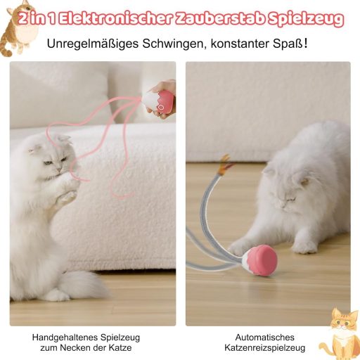 lifefav Jucărie Automată pentru Pisici, Electrică, Interactivă, Coadă, Roz