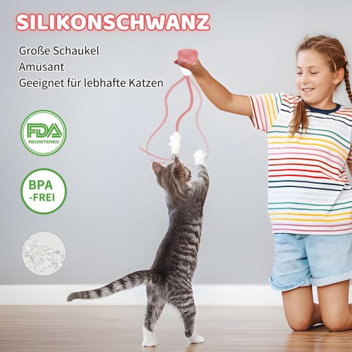 lifefav Jucărie Automată pentru Pisici, Electrică, Interactivă, Coadă, Roz