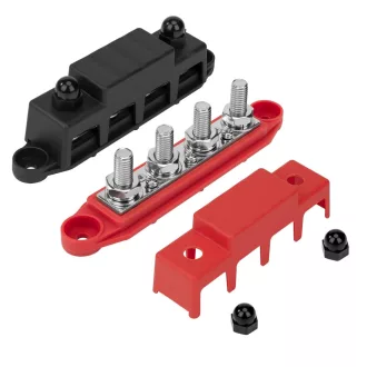   QIMEI-SHOP 250A Busbar 12V-48V DC Elosztóblokk 2db M10 Csatlakozóval
