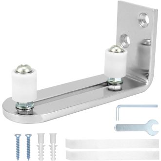   QWORK Rozsdamentes Acél Padlóvezető Csúszóajtóhoz 68mm-ig, Állítható Vezetőrendszer