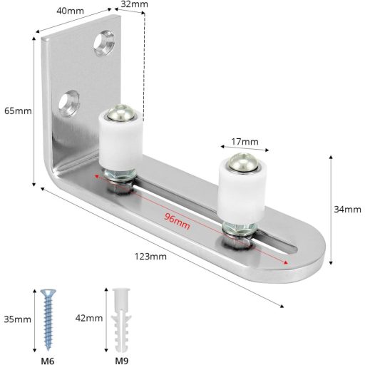 QWORK Rozsdamentes Acél Padlóvezető Csúszóajtóhoz 68mm-ig, Állítható Vezetőrendszer