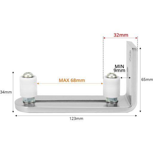 QWORK Rozsdamentes Acél Padlóvezető Csúszóajtóhoz 68mm-ig, Állítható Vezetőrendszer