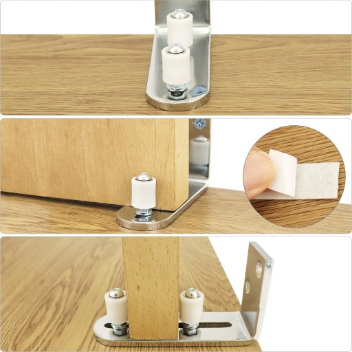 QWORK Rozsdamentes Acél Padlóvezető Csúszóajtóhoz 68mm-ig, Állítható Vezetőrendszer