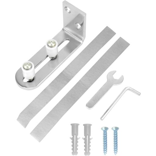 QWORK Rozsdamentes Acél Padlóvezető Csúszóajtóhoz 68mm-ig, Állítható Vezetőrendszer