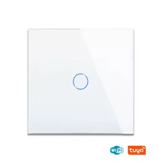  PANGTZEEN Întrerupător tactil cu priză - 16A 240V Întrerupător de perete din sticlă securizată, Alb, Încastrat, Living, Dormitor, Bucătărie, Birou
