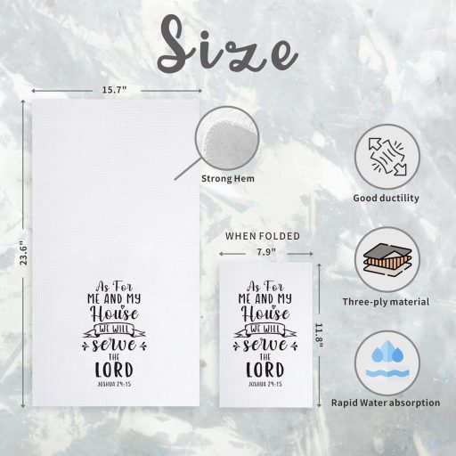 Homythe Keresztény Konyharuha Szett - Bibliai Idézetekkel és Imákkal Díszített Konyhai Törlőkendő, Vallásos Ajándék, 2 db, 59,9x39,9 cm