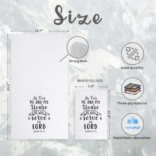 Set de ștergare de bucătărie creștine Homythe - Prosoape de bucătărie decorate cu citate biblice și rugăciuni, cadou religios, 2 buc, 59,9x39,9 cm